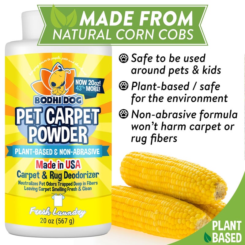 Bodhi Dog Natural Carpet Deodorizer Powder - Dry Pet Smell Eliminator & Urine Odor Remover - Loosens Fur & Dirt - Plant-Based Room Freshener for Vacuuming Home - Fresh Laundry (Pack of 1) - Image 4